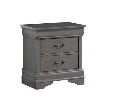 1pc Nightstand Gray Louis Philippe Solid wood English Dovetail Construction Antique Nickle Hanging Pulls - 1st Choice Furniture Direct