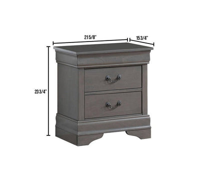 1pc Nightstand Gray Louis Philippe Solid wood English Dovetail Construction Antique Nickle Hanging Pulls - 1st Choice Furniture Direct