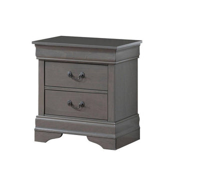 1pc Nightstand Gray Louis Philippe Solid wood English Dovetail Construction Antique Nickle Hanging Pulls - 1st Choice Furniture Direct