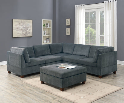 1pc OTTOMAN ONLY Grey Chenille Fabric Cocktail OTTOMAN Cushion Seat Living Room Furniture - 1st Choice Furniture Direct
