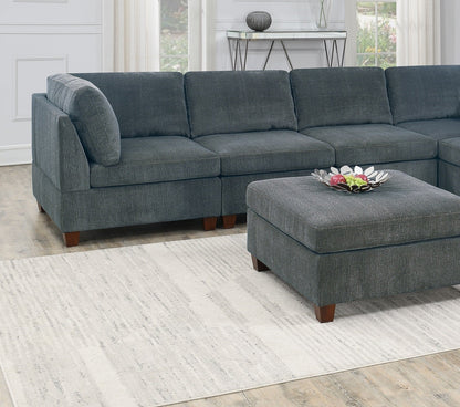 1pc OTTOMAN ONLY Grey Chenille Fabric Cocktail OTTOMAN Cushion Seat Living Room Furniture - 1st Choice Furniture Direct