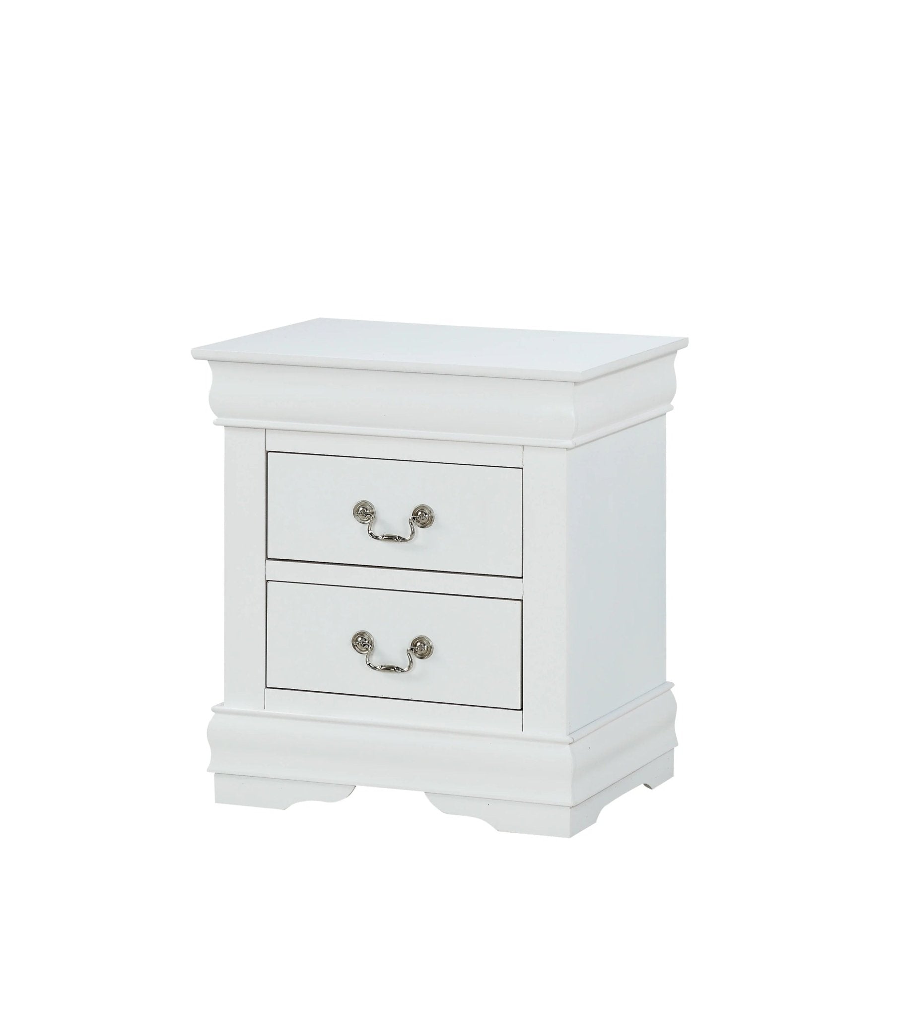 1pc White Finish Two Drawers Louis Philip Nightstand Solid Wood Contemporary & Simple Style - 1st Choice Furniture Direct
