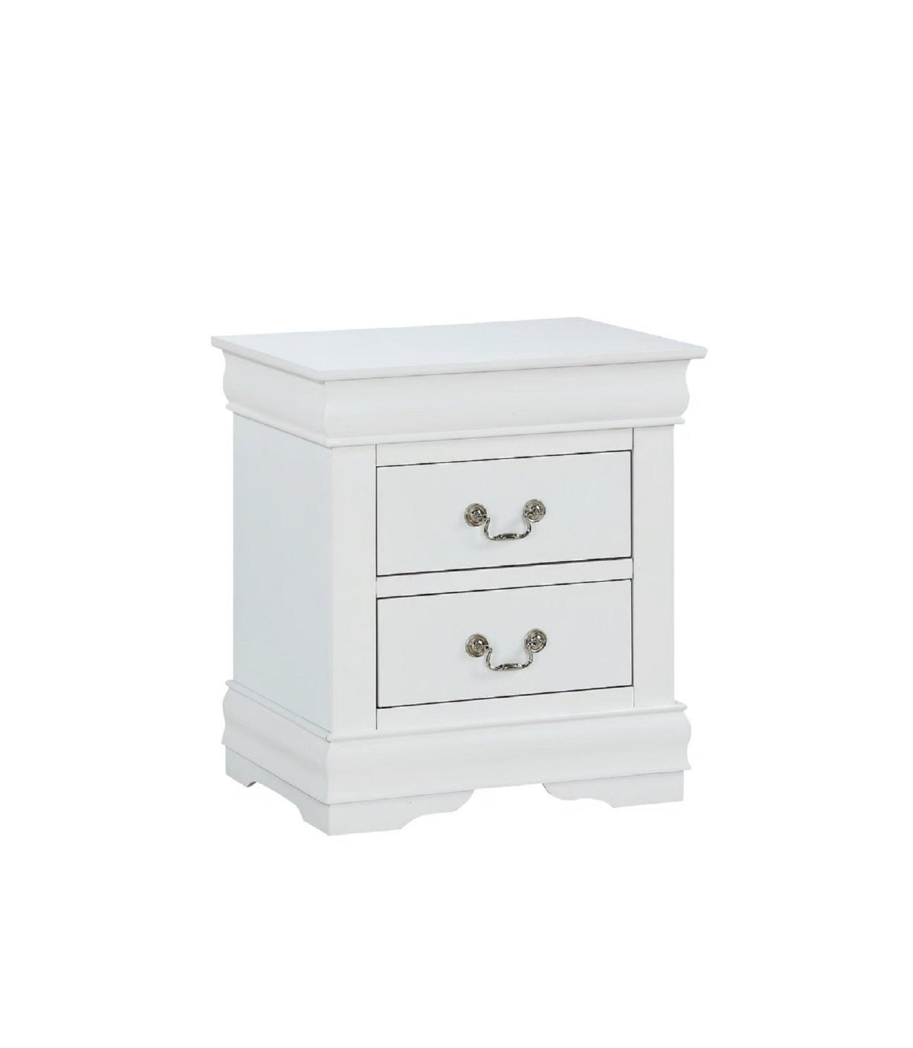 1pc White Finish Two Drawers Louis Philip Nightstand Solid Wood Contemporary & Simple Style - 1st Choice Furniture Direct
