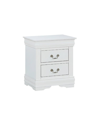 1pc White Finish Two Drawers Louis Philip Nightstand Solid Wood Contemporary & Simple Style - 1st Choice Furniture Direct