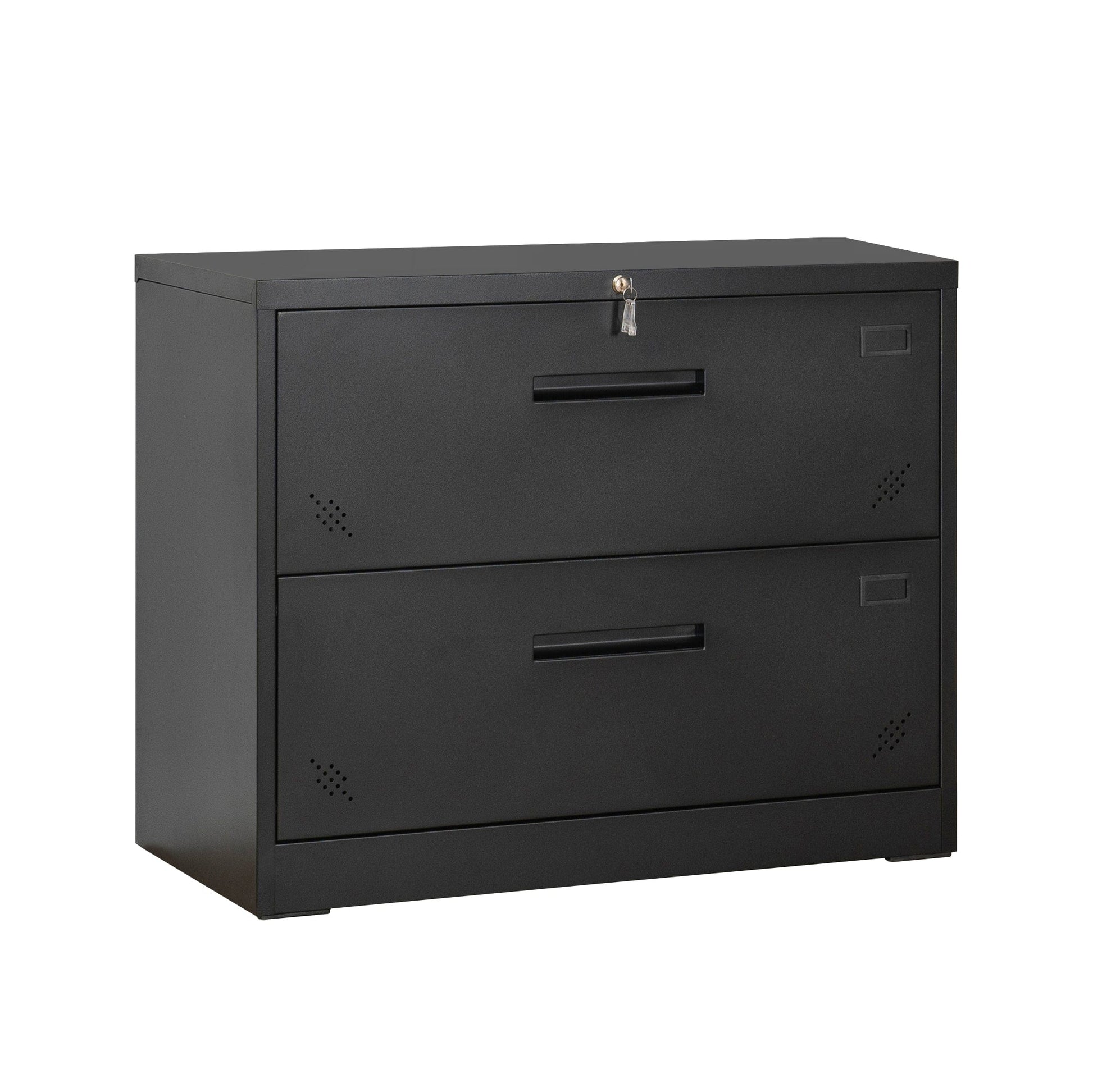 2 Drawer Lateral File Cabinet with Lock - Durable Metal Filing Cabinet for  Home Office - Holds Letter/Legal/F4/A4 Size Files 