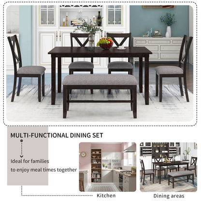 1st Choice Furniture Direct 1st Choice 6pc Kitchen Dining Table Wooden Rectangular Set in Espresso