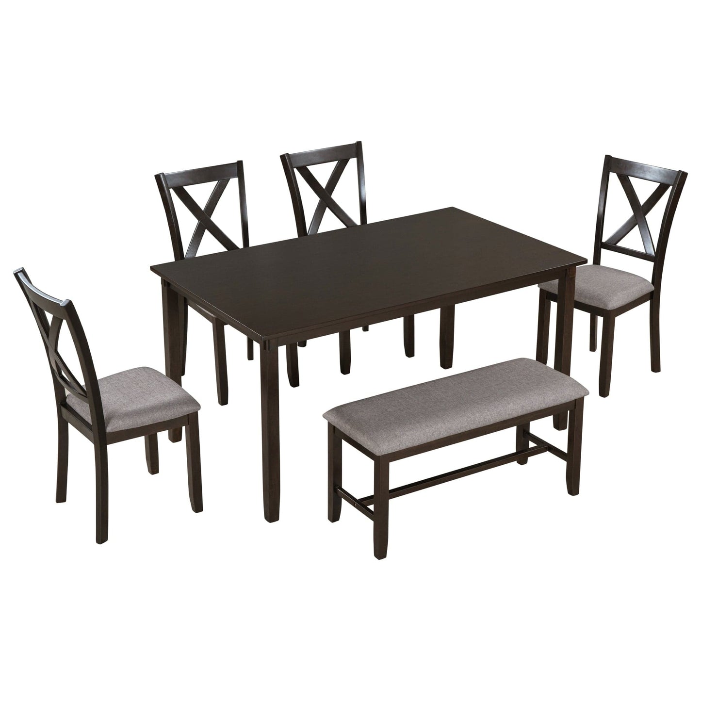 1st Choice Furniture Direct 1st Choice 6pc Kitchen Dining Table Wooden Rectangular Set in Espresso