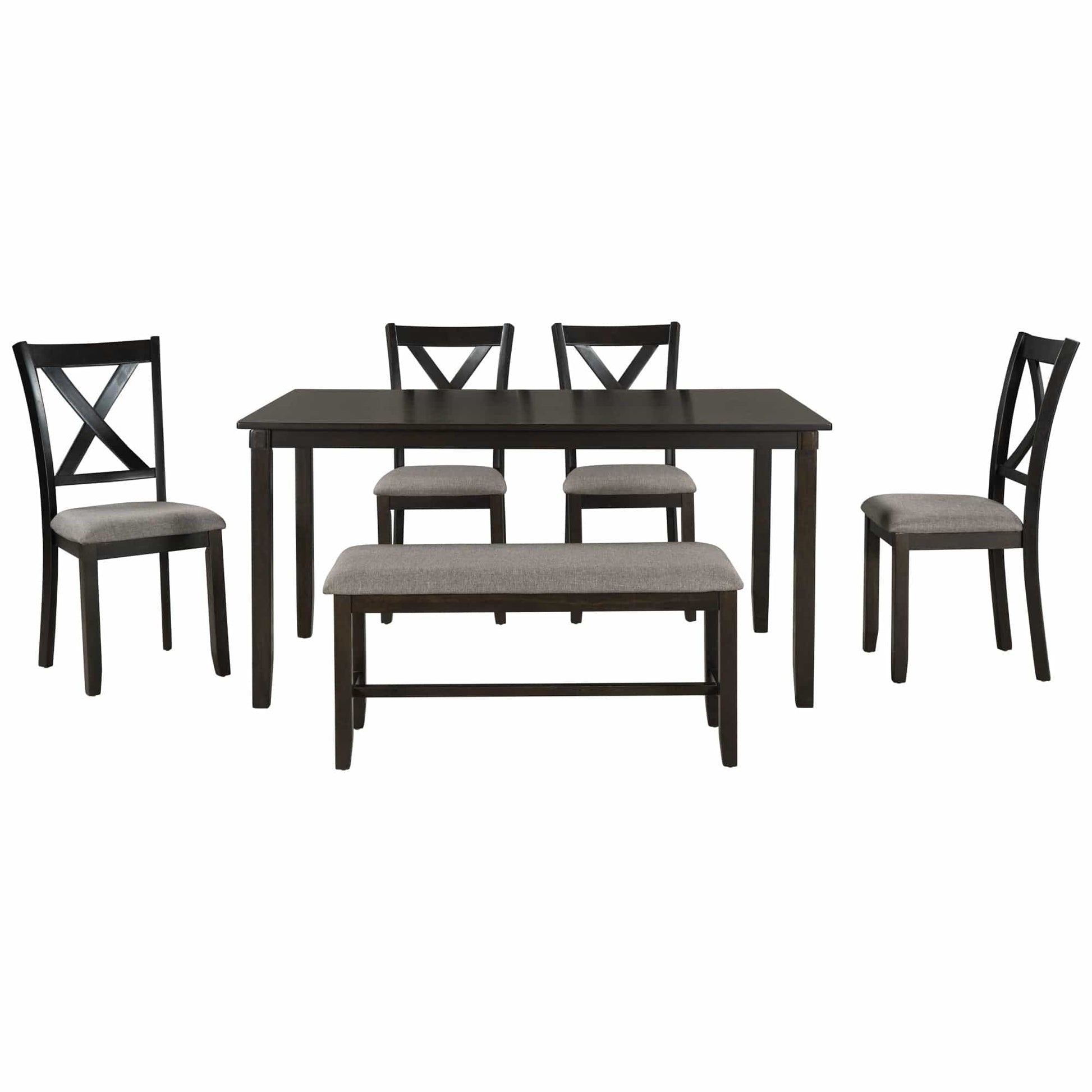 1st Choice Furniture Direct 1st Choice 6pc Kitchen Dining Table Wooden Rectangular Set in Espresso