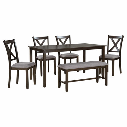 1st Choice Furniture Direct 1st Choice 6pc Kitchen Dining Table Wooden Rectangular Set in Espresso