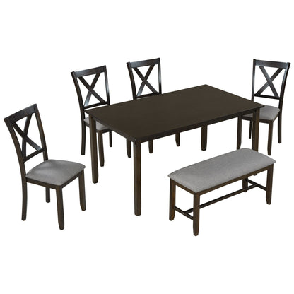 1st Choice Furniture Direct 1st Choice 6pc Kitchen Dining Table Wooden Rectangular Set in Espresso