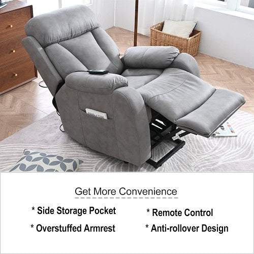 1st Choice Furniture Direct 1st Choice Electric Power Lift Fabric Recliner Chair for Elderly in Light Gray