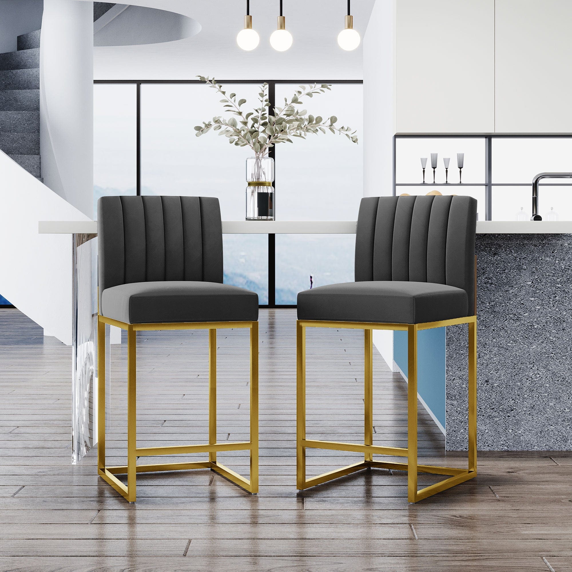 Counter height velvet deals chairs