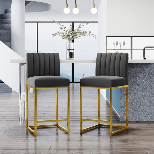 1st Choice Furniture Direct 1st Choice Gray Velvet Modern 25" Counter Height Dining Chairs (Set of 2)
