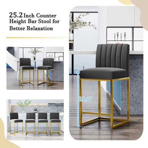 1st Choice Furniture Direct 1st Choice Gray Velvet Modern 25" Counter Height Dining Chairs (Set of 2)