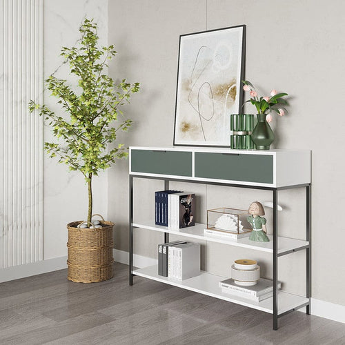 1st Choice Furniture Direct 1st Choice Louie White/Green Wood Console Table with Drawers & Shelves