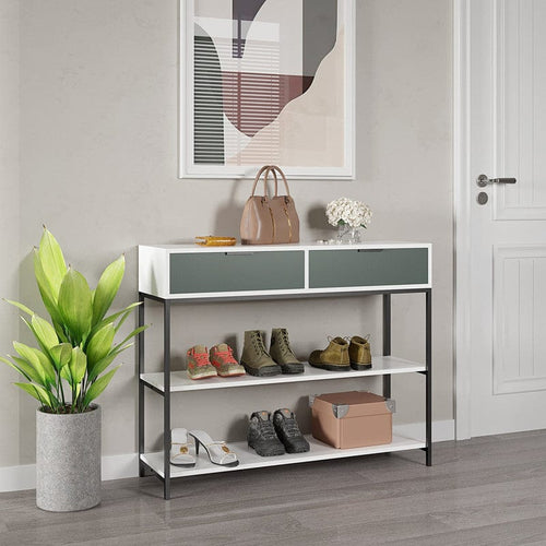 1st Choice Furniture Direct 1st Choice Louie White/Green Wood Console Table with Drawers & Shelves