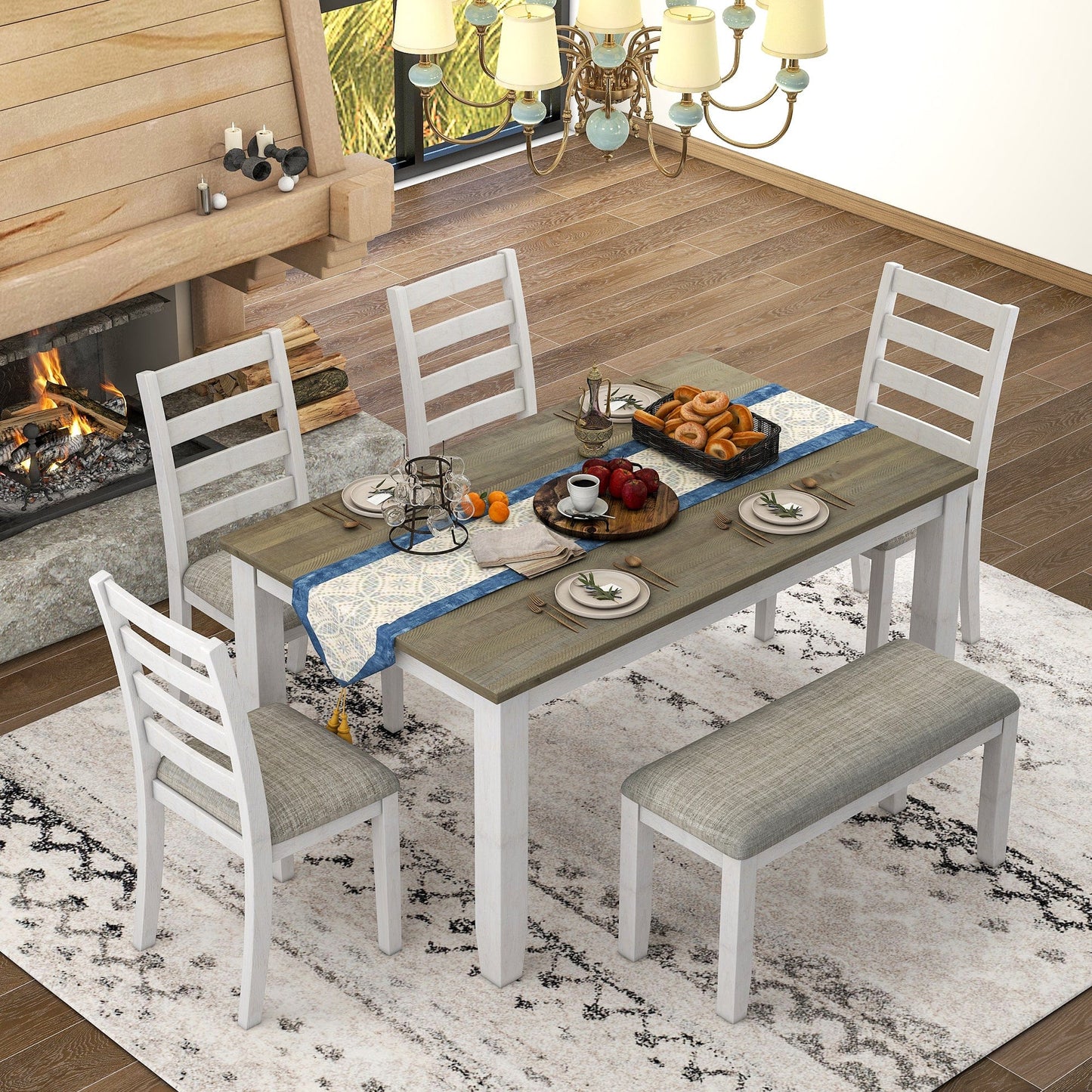 1st Choice Furniture Direct 1st Choice Modern Rustic Style 6-Piece Dining Room Table Set