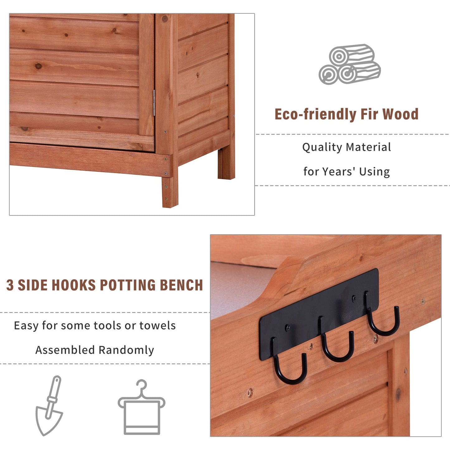 1st Choice Furniture Direct 1st Choice Outdoor Potting Bench - Rustic Wood Table with Storage