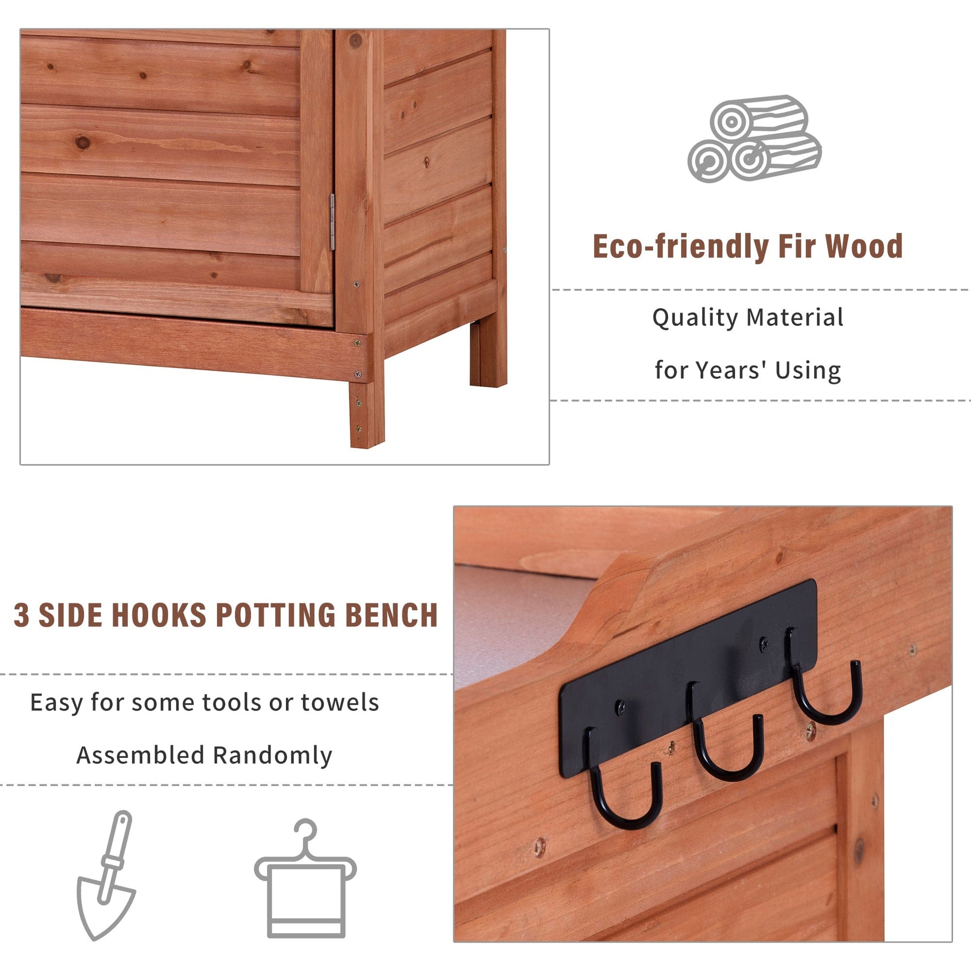 1st Choice Furniture Direct 1st Choice Outdoor Potting Bench - Rustic Wood Table with Storage