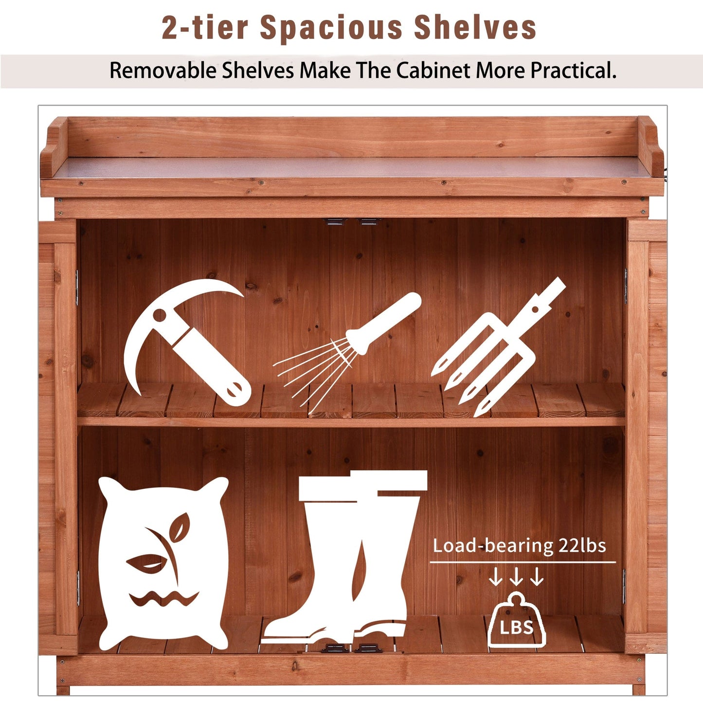 1st Choice Furniture Direct 1st Choice Outdoor Potting Bench - Rustic Wood Table with Storage