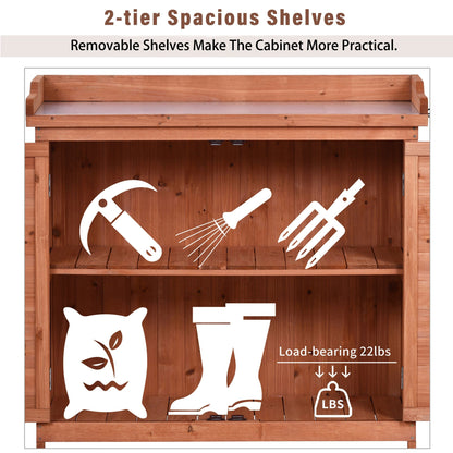 1st Choice Furniture Direct 1st Choice Outdoor Potting Bench - Rustic Wood Table with Storage