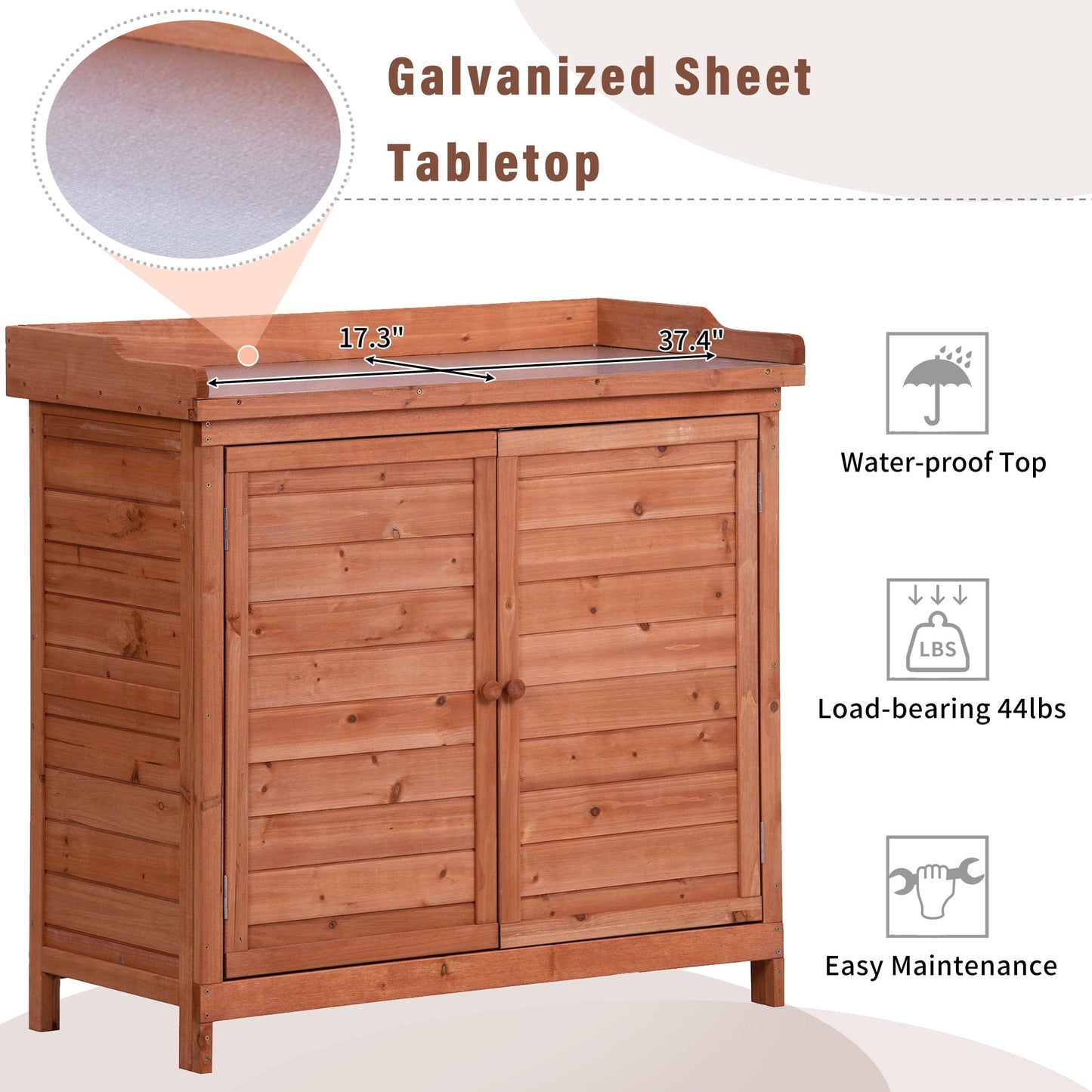 1st Choice Furniture Direct 1st Choice Outdoor Potting Bench - Rustic Wood Table with Storage