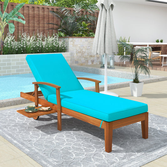 1st Choice Furniture Direct 1st Choice Outdoor Wood Chaise Lounge Daybed with Wheels & Cup Table