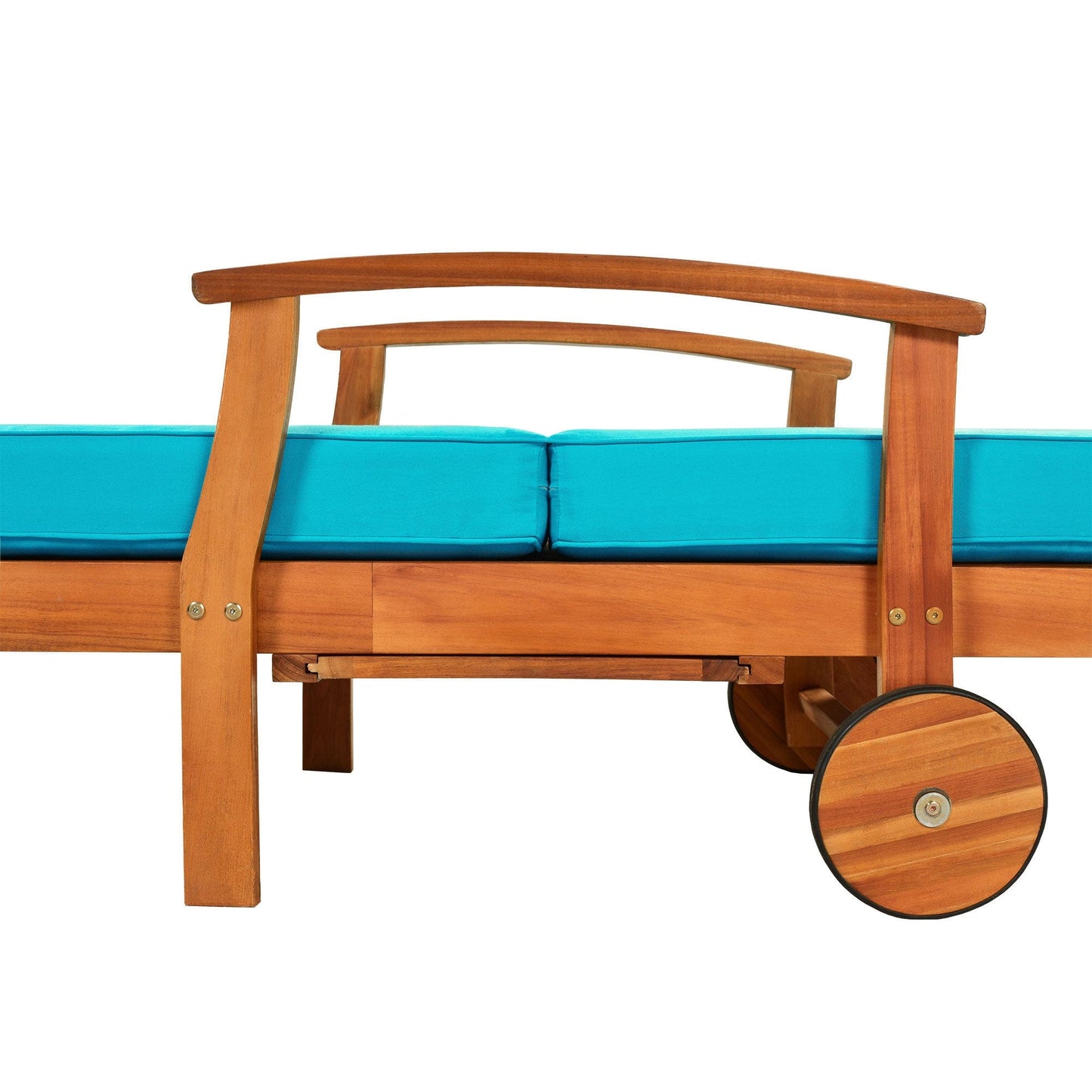 1st Choice Furniture Direct 1st Choice Outdoor Wood Chaise Lounge Daybed with Wheels & Cup Table
