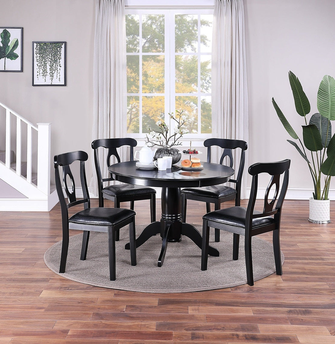 1st Choice Furniture Direct 1st Choice Round Table and Chairs Complete Dining Set in Classic Black