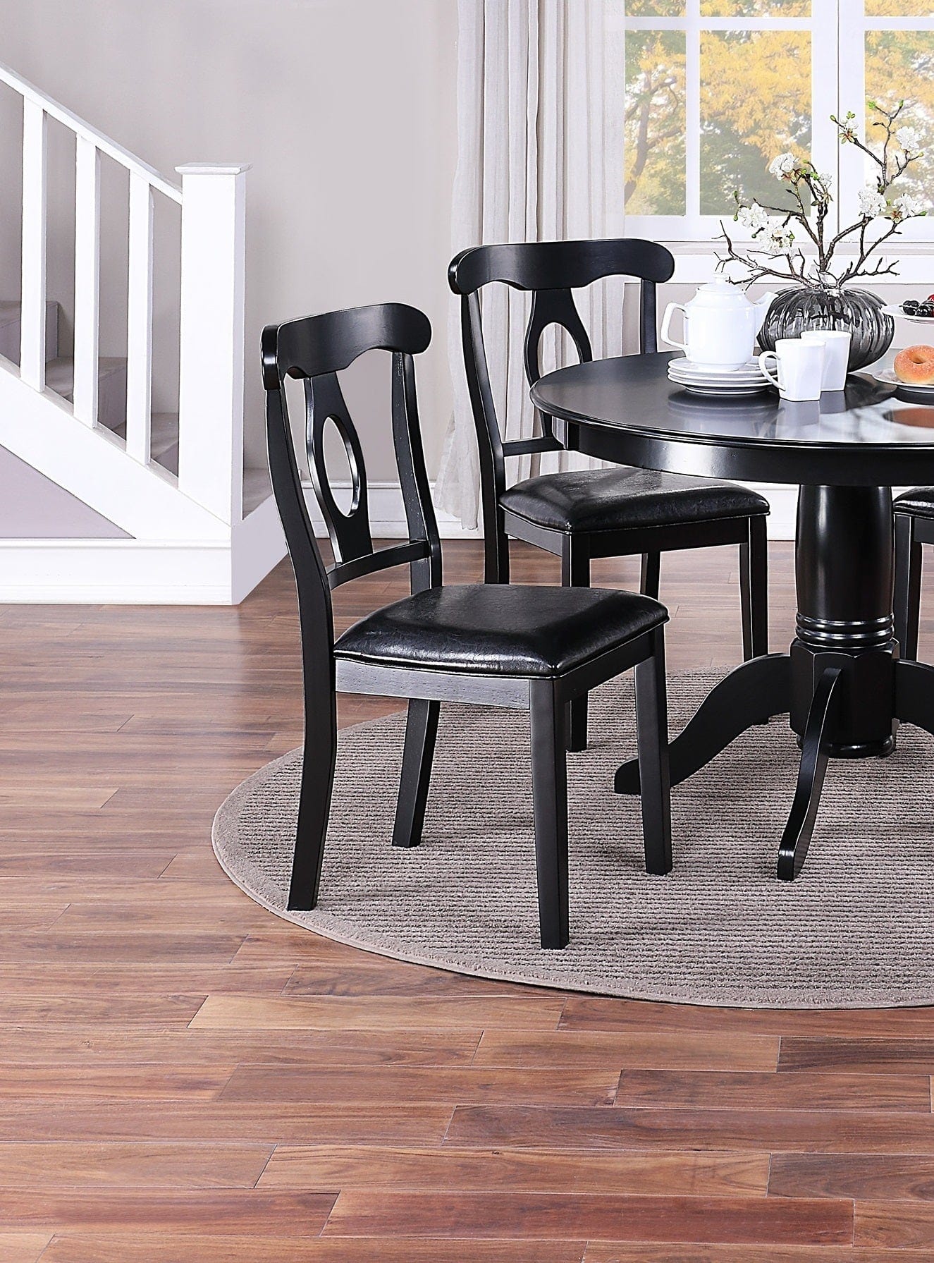 1st Choice Furniture Direct 1st Choice Round Table and Chairs Complete Dining Set in Classic Black