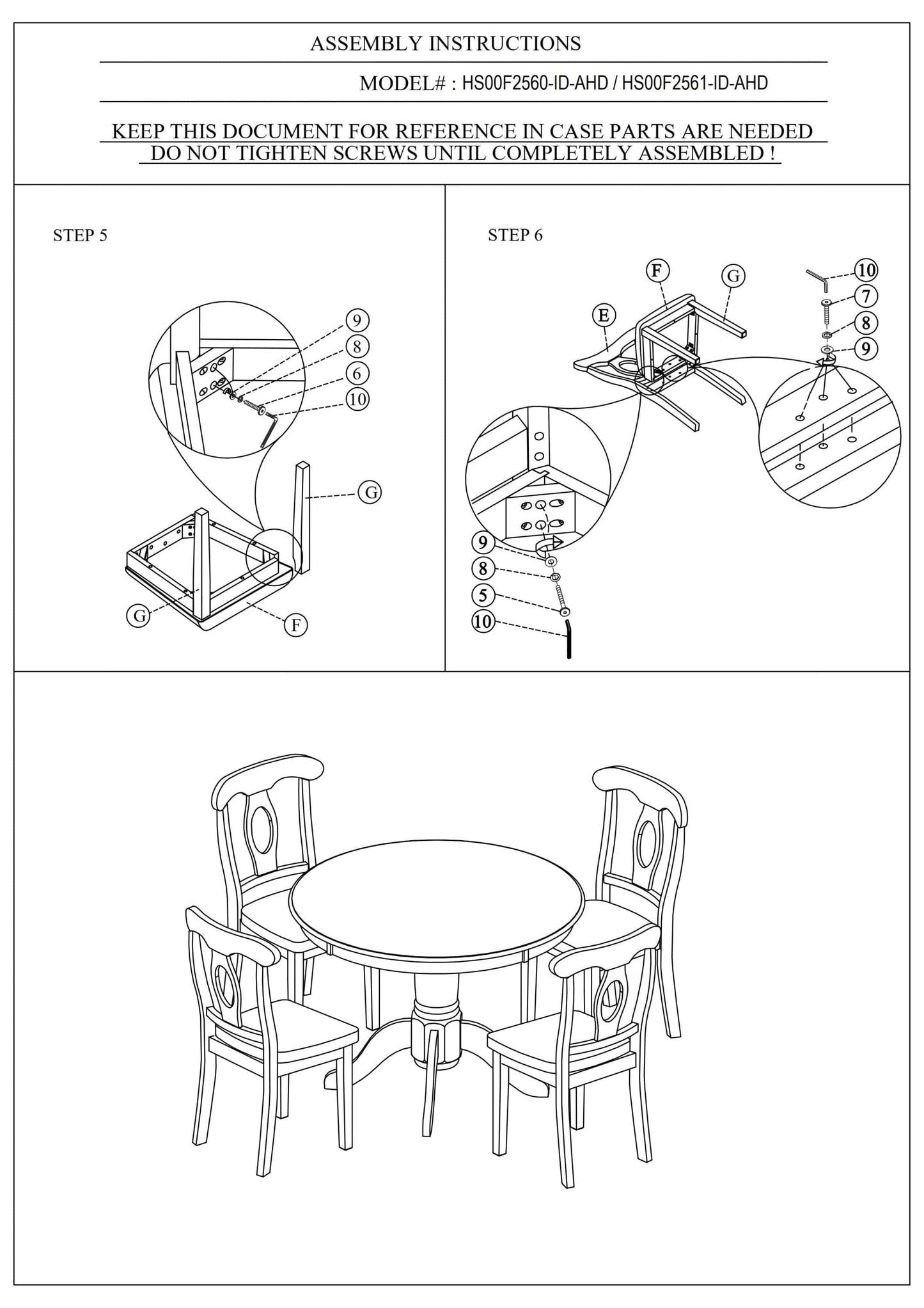 1st Choice Furniture Direct 1st Choice Round Table and Chairs Complete Dining Set in Classic Black