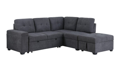 1st Choice Furniture Direct 1st Choice Sadie Dark Gray Sleeper Sectional w/ Storage Ottoman & Arm