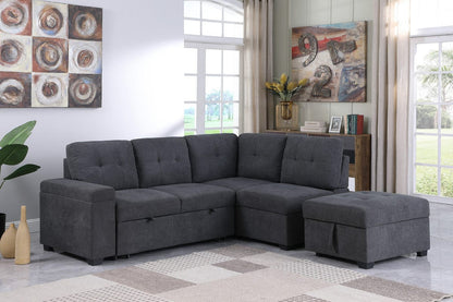 1st Choice Furniture Direct 1st Choice Sadie Dark Gray Sleeper Sectional w/ Storage Ottoman & Arm