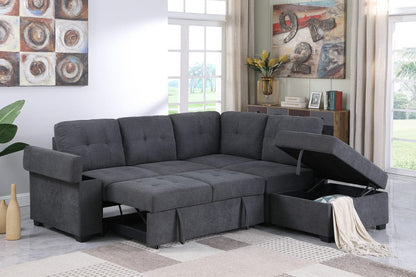 1st Choice Furniture Direct 1st Choice Sadie Dark Gray Sleeper Sectional w/ Storage Ottoman & Arm