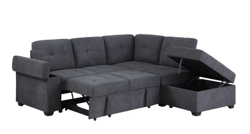 1st Choice Furniture Direct 1st Choice Sadie Dark Gray Sleeper Sectional w/ Storage Ottoman & Arm