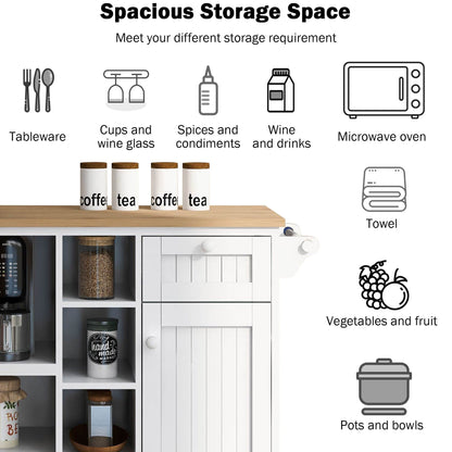 1st Choice Furniture Direct 1st Choice Sturdy Island Cart with Storage Cabinet and Two Locking Wheels