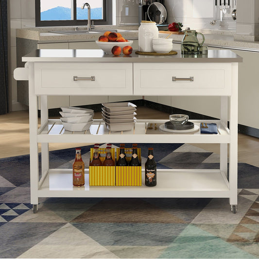 1st Choice Furniture Direct 1st Choice Stylish Organization Stainless Steel Table Top White Kitchen Cart