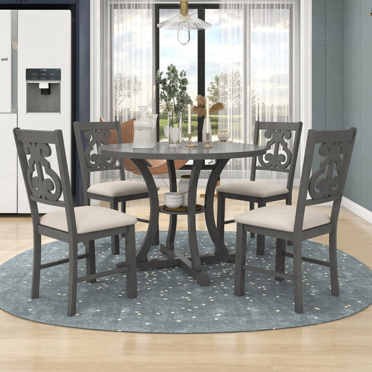 1st Choice Furniture Direct 1st Choice TREXM 5-Piece Round Dining Table and Chair Set  in Gray