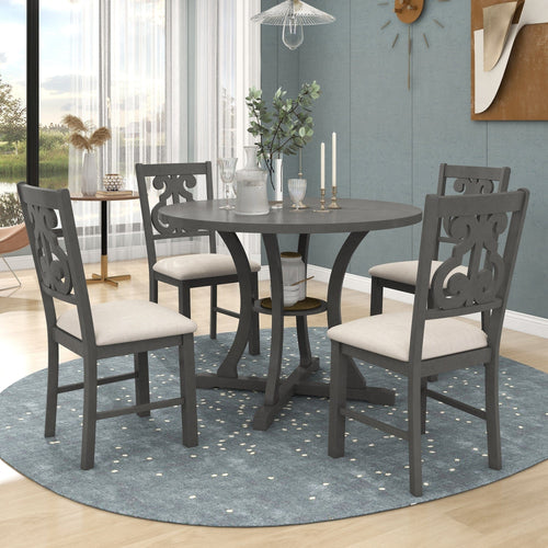 1st Choice Furniture Direct 1st Choice TREXM 5-Piece Round Dining Table and Chair Set  in Gray