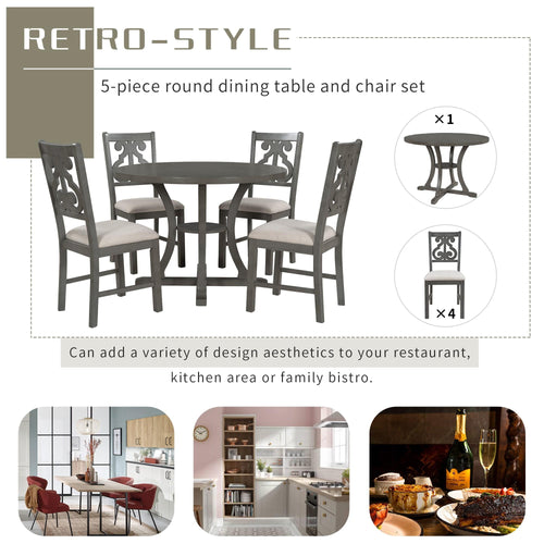 1st Choice Furniture Direct 1st Choice TREXM 5-Piece Round Dining Table and Chair Set  in Gray