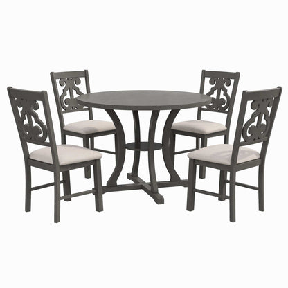 1st Choice Furniture Direct 1st Choice TREXM 5-Piece Round Dining Table and Chair Set  in Gray
