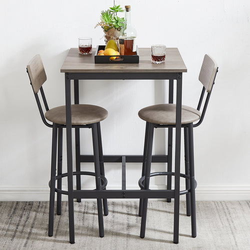 1st Choice Furniture Direct 3 PC Table Set 1st Choice Grey Bar Table & Stool Set  w/2 Seats w/ PU Soft Backrests