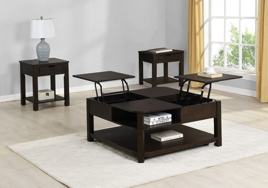 1st Choice Furniture Direct 3Pc Pk Coffee/End Set 1st Choice Dark Brown MDF 3-Piece Coffee and End Table Set