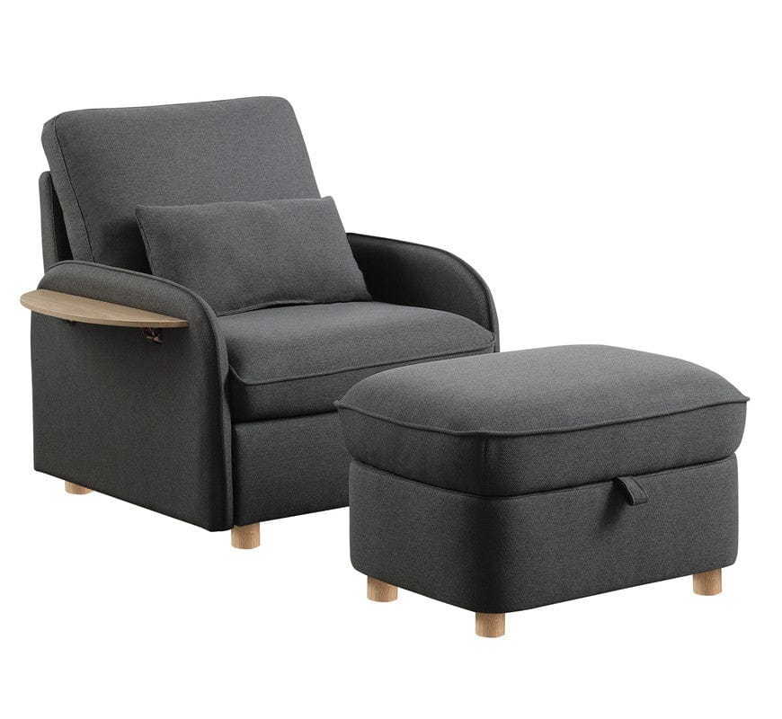 1st Choice Furniture Direct Accent Chair with Ottoman 1st Choice Dark Gray Linen Accent Chair with Ottoman and Folding Table