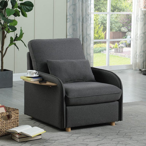1st Choice Furniture Direct Accent Chair with Ottoman 1st Choice Dark Gray Linen Accent Chair with Ottoman and Folding Table