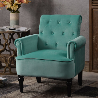 1st Choice Furniture Direct Arm Chair Cushions 1st Choice Elegant Teal Velvet Accent Armchair with Button Tufting