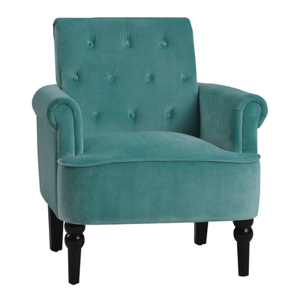 1st Choice Furniture Direct Arm Chair Cushions 1st Choice Elegant Teal Velvet Accent Armchair with Button Tufting
