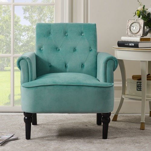 1st Choice Furniture Direct Arm Chair Cushions 1st Choice Elegant Teal Velvet Accent Armchair with Button Tufting