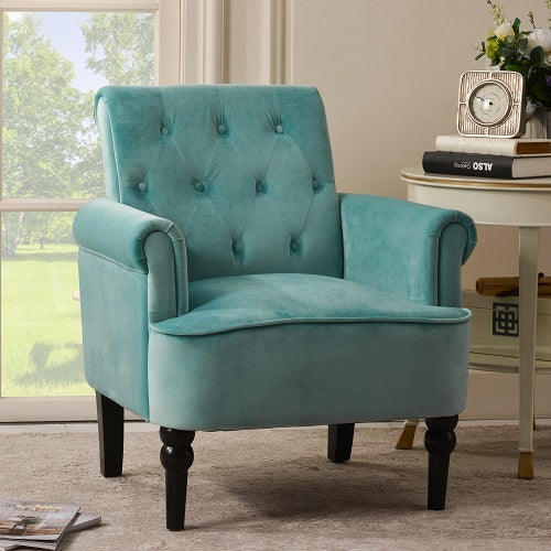 1st Choice Furniture Direct Arm Chair Cushions 1st Choice Elegant Teal Velvet Accent Armchair with Button Tufting