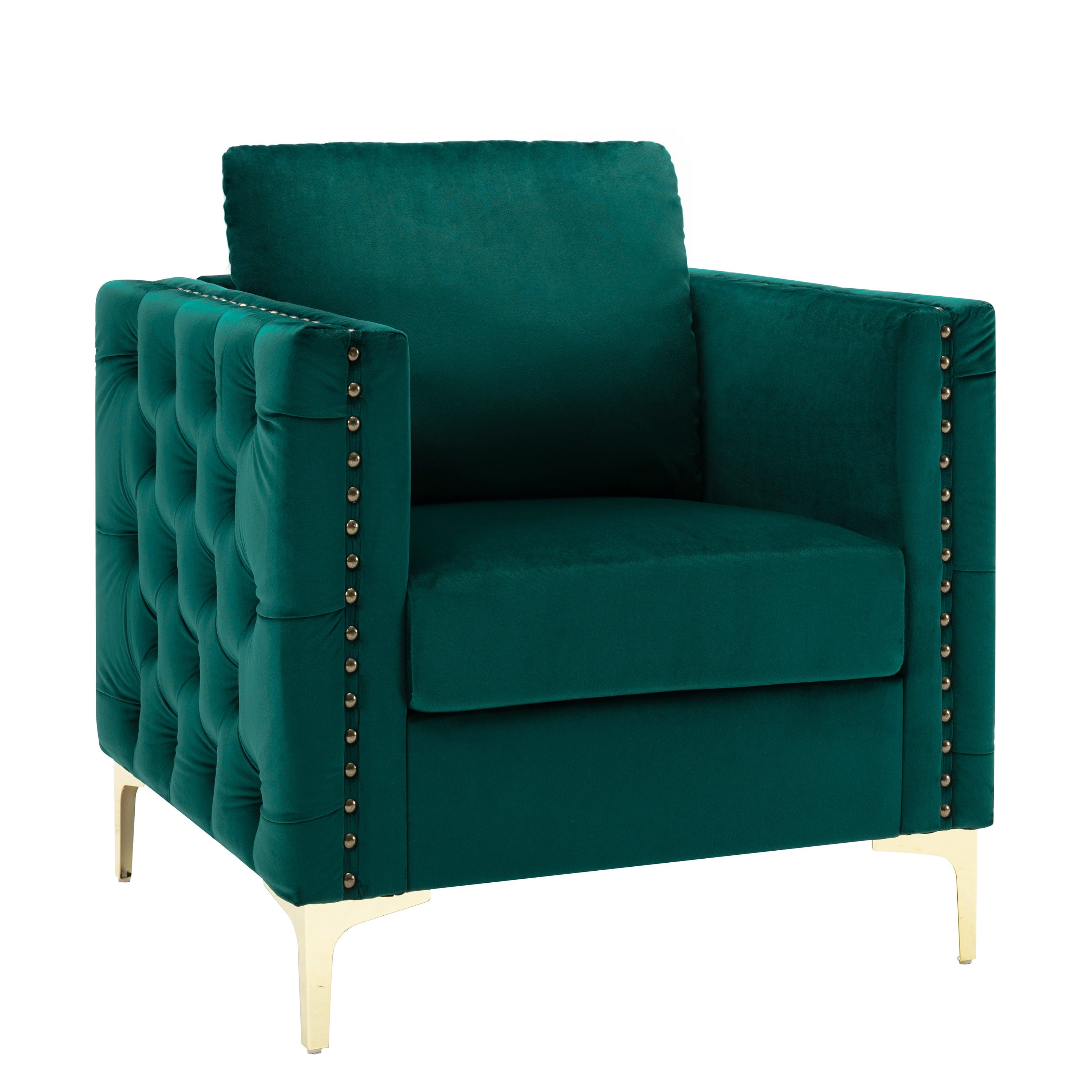 Green velvet tufted online chair